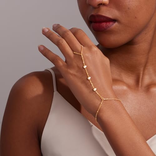 Gold Bracelets for Women Trendy,14K Real Gold Plated Dainty Stackable Paperclip Cuban Link Chain Bracelets,Cuff Bracelets Jewelry Set Adjustable 7"+2"