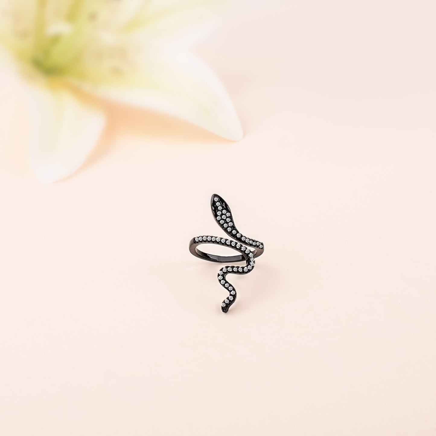 LEE&RO 18K Snake Jewelry Rhinestone Snake Ring for Women