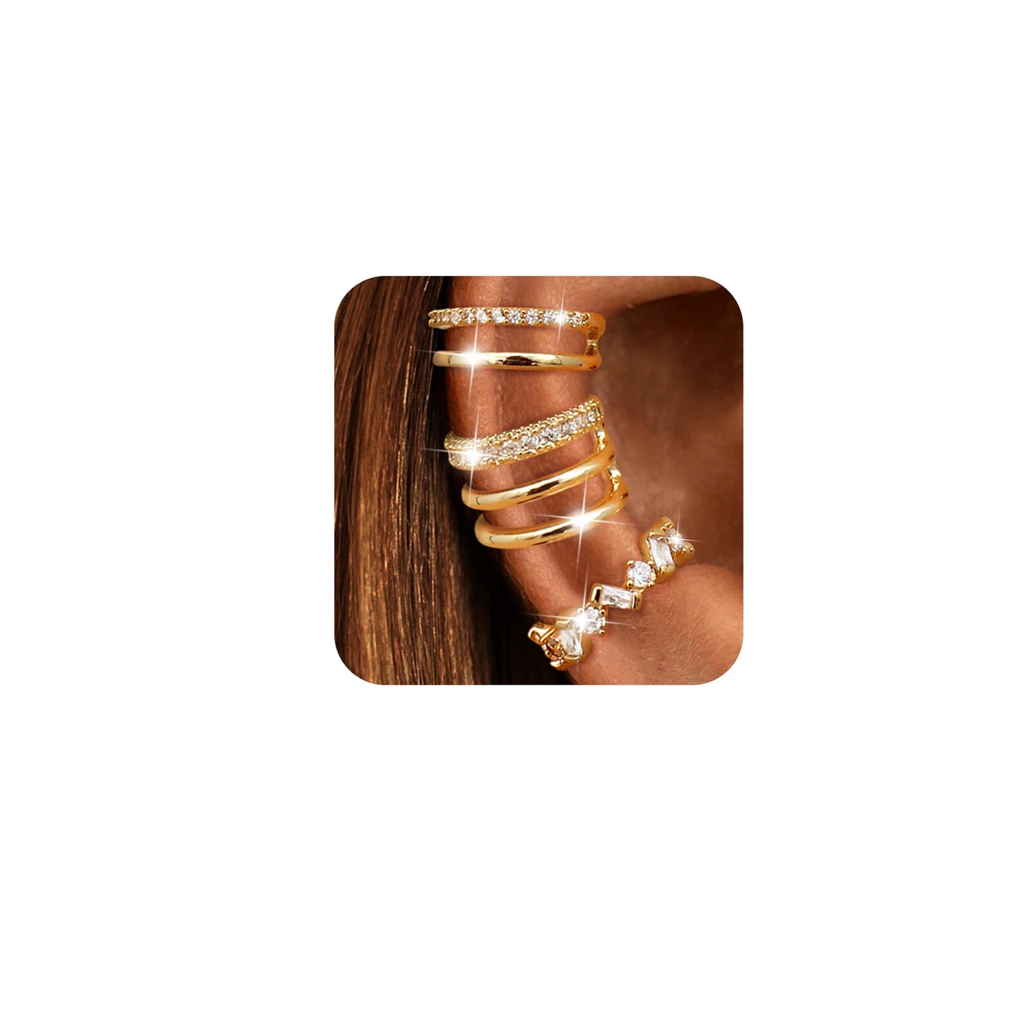 Dochais Ear Cuffs Non-Piercing Earrings for Women Cute Small Clip-On Cartilage Earring 14k Gold Plated Dainty Fake Piercings Earings