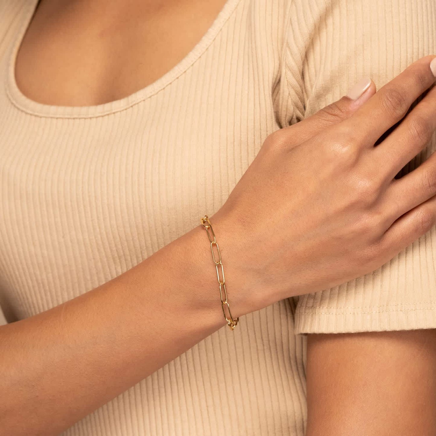 Gold Bracelets for Women Trendy,14K Real Gold Plated Dainty Stackable Paperclip Cuban Link Chain Bracelets,Cuff Bracelets Jewelry Set Adjustable 7"+2"