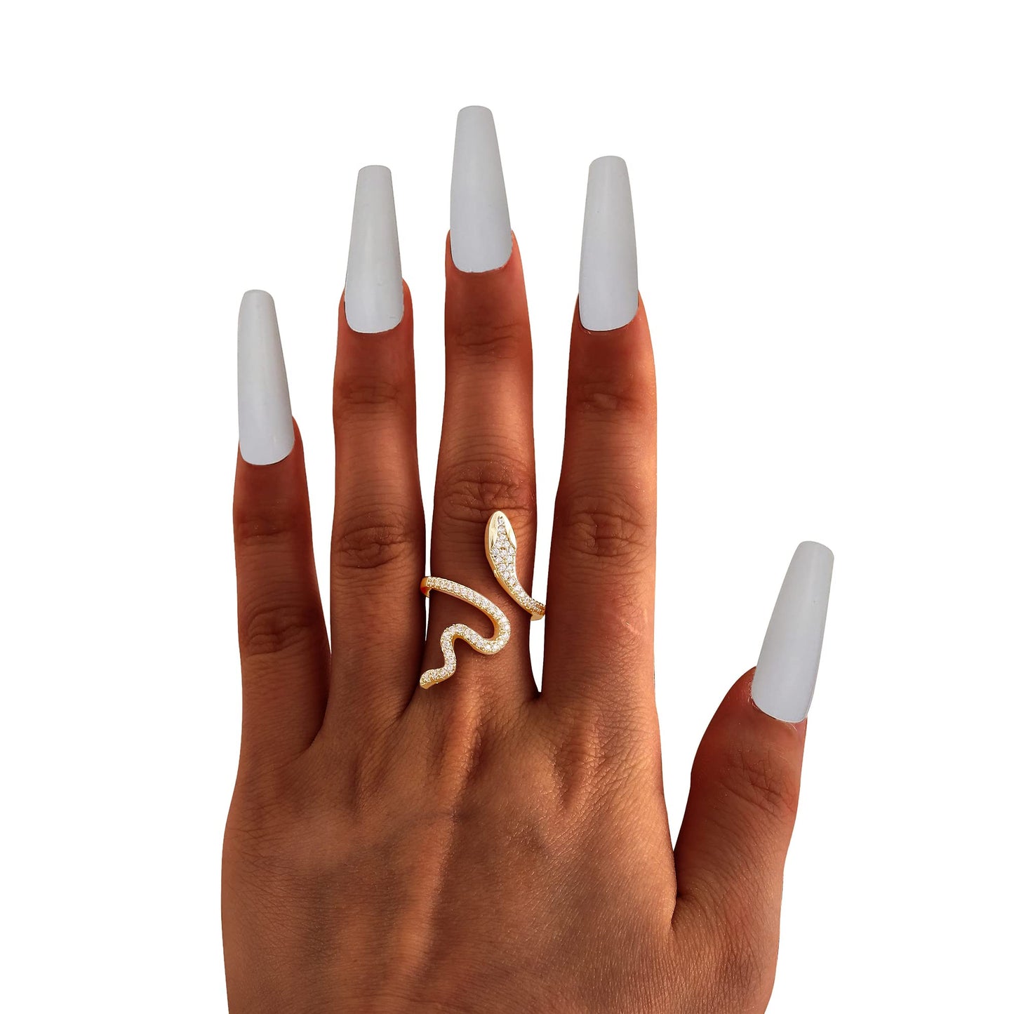LEE&RO 18K Snake Jewelry Rhinestone Snake Ring for Women