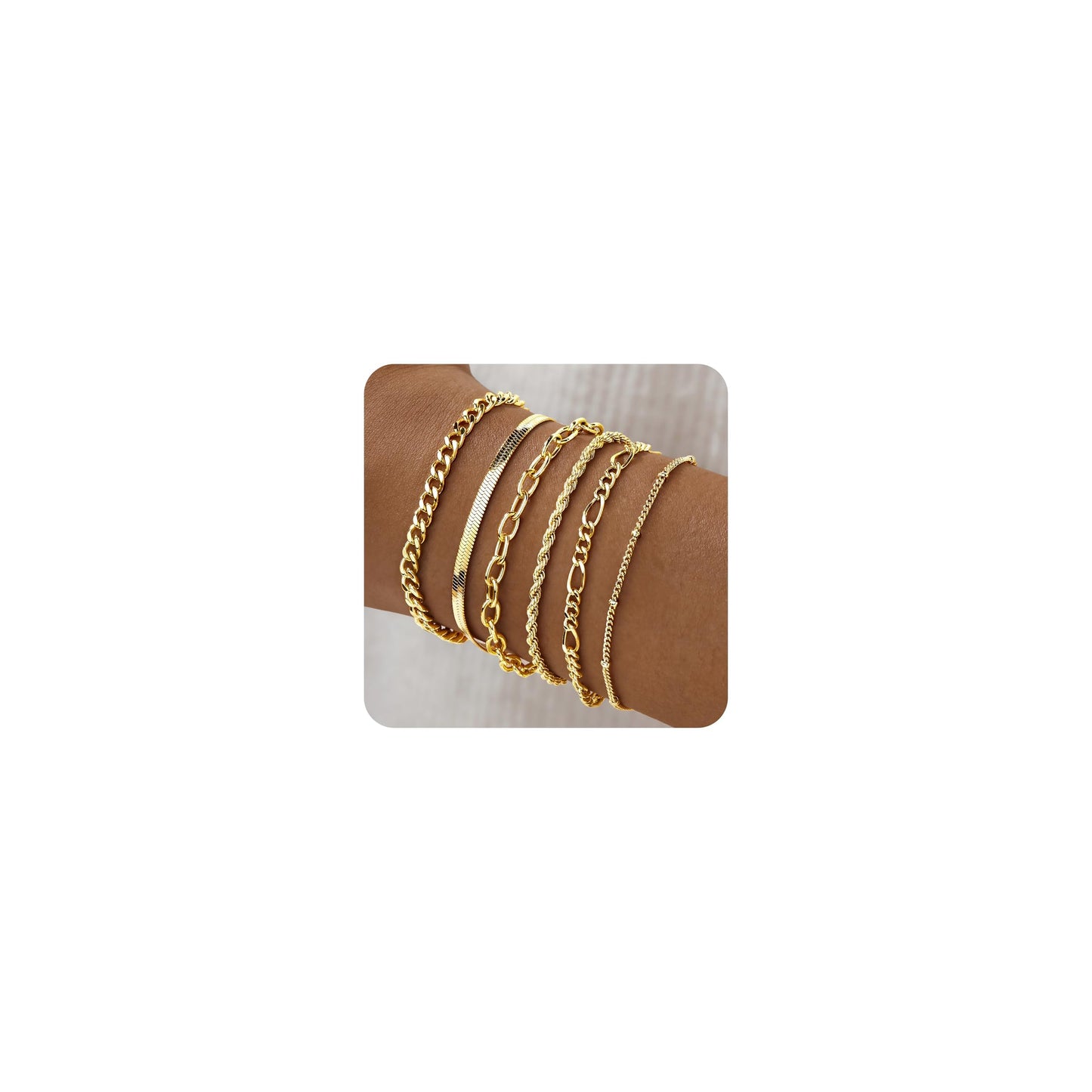 Gold Bracelets for Women Trendy,14K Real Gold Plated Dainty Stackable Paperclip Cuban Link Chain Bracelets,Cuff Bracelets Jewelry Set Adjustable 7"+2"