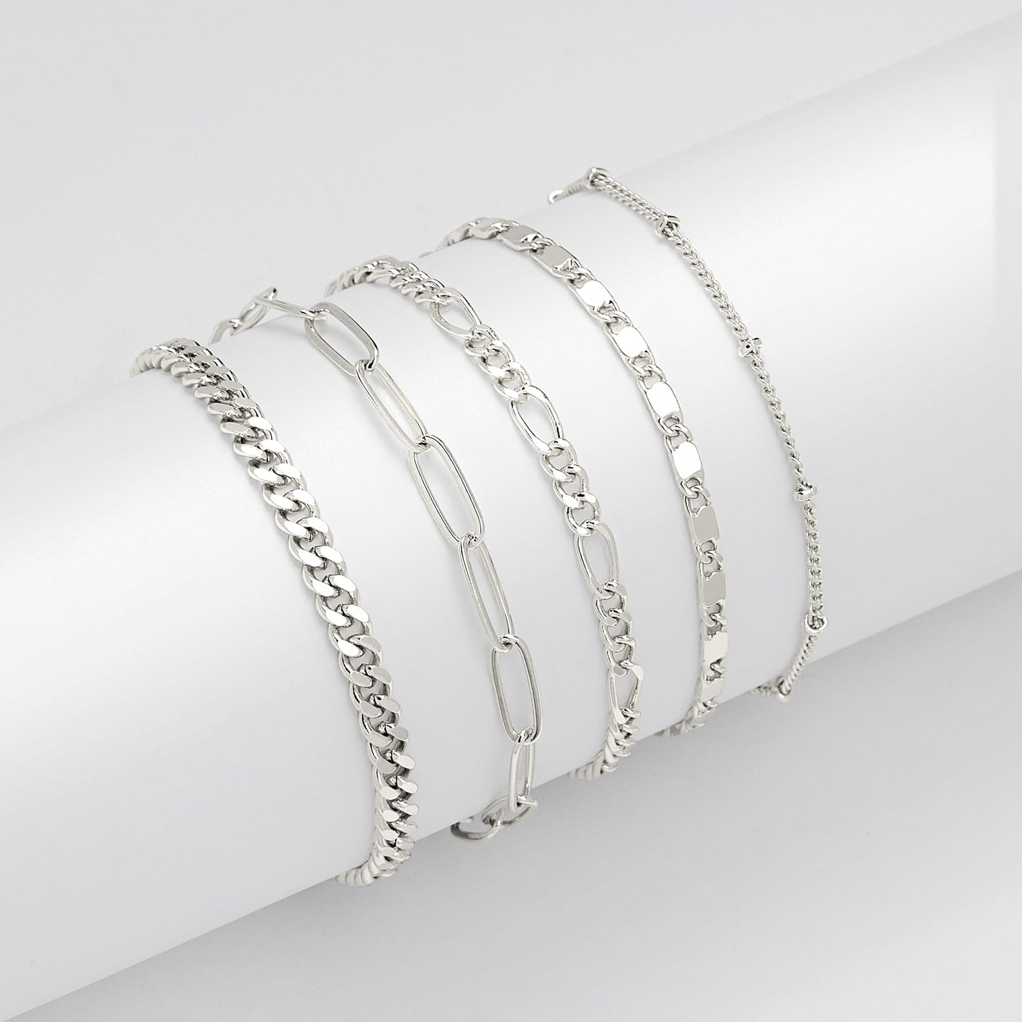 Gold Bracelets for Women Trendy,14K Real Gold Plated Dainty Stackable Paperclip Cuban Link Chain Bracelets,Cuff Bracelets Jewelry Set Adjustable 7"+2"