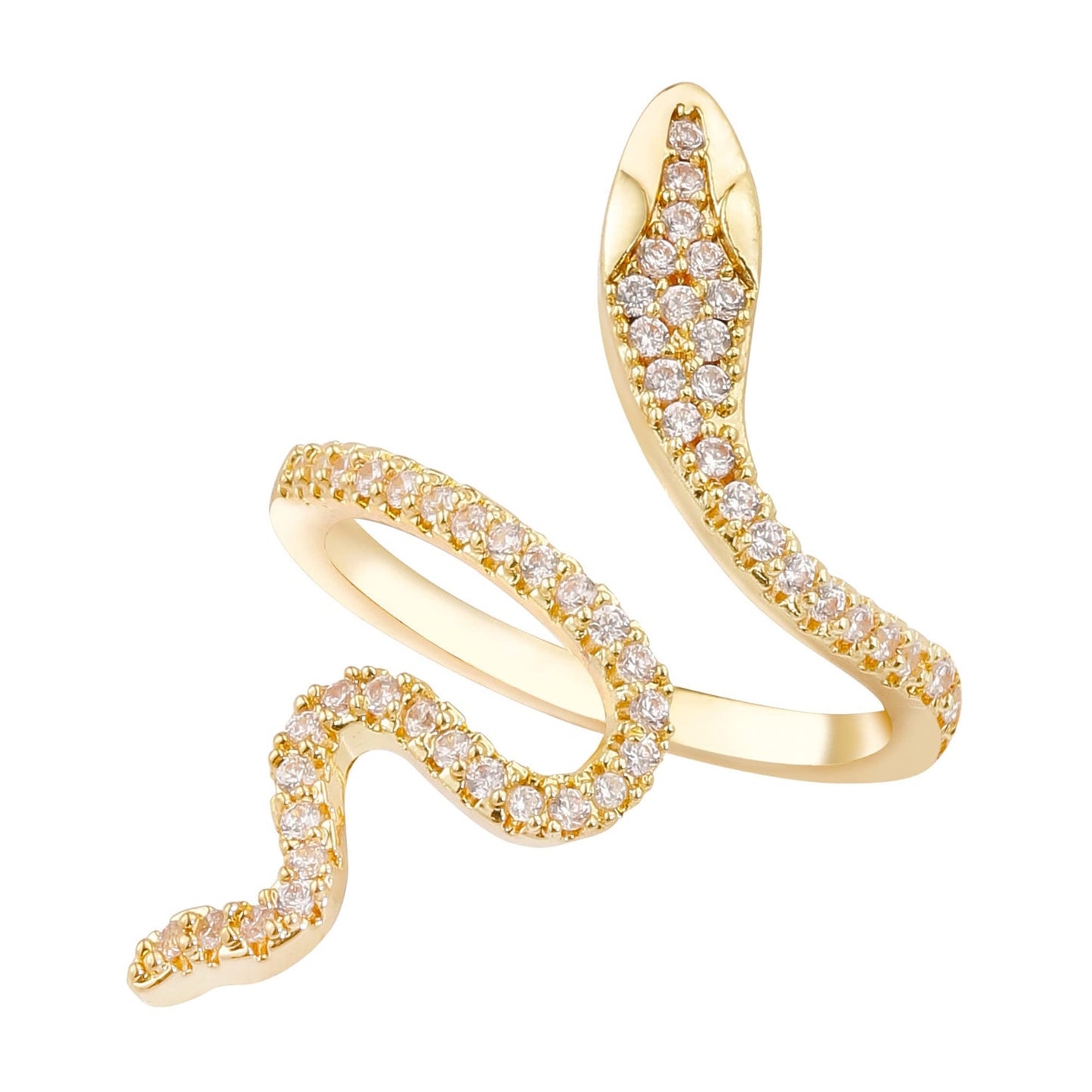 LEE&RO 18K Snake Jewelry Rhinestone Snake Ring for Women