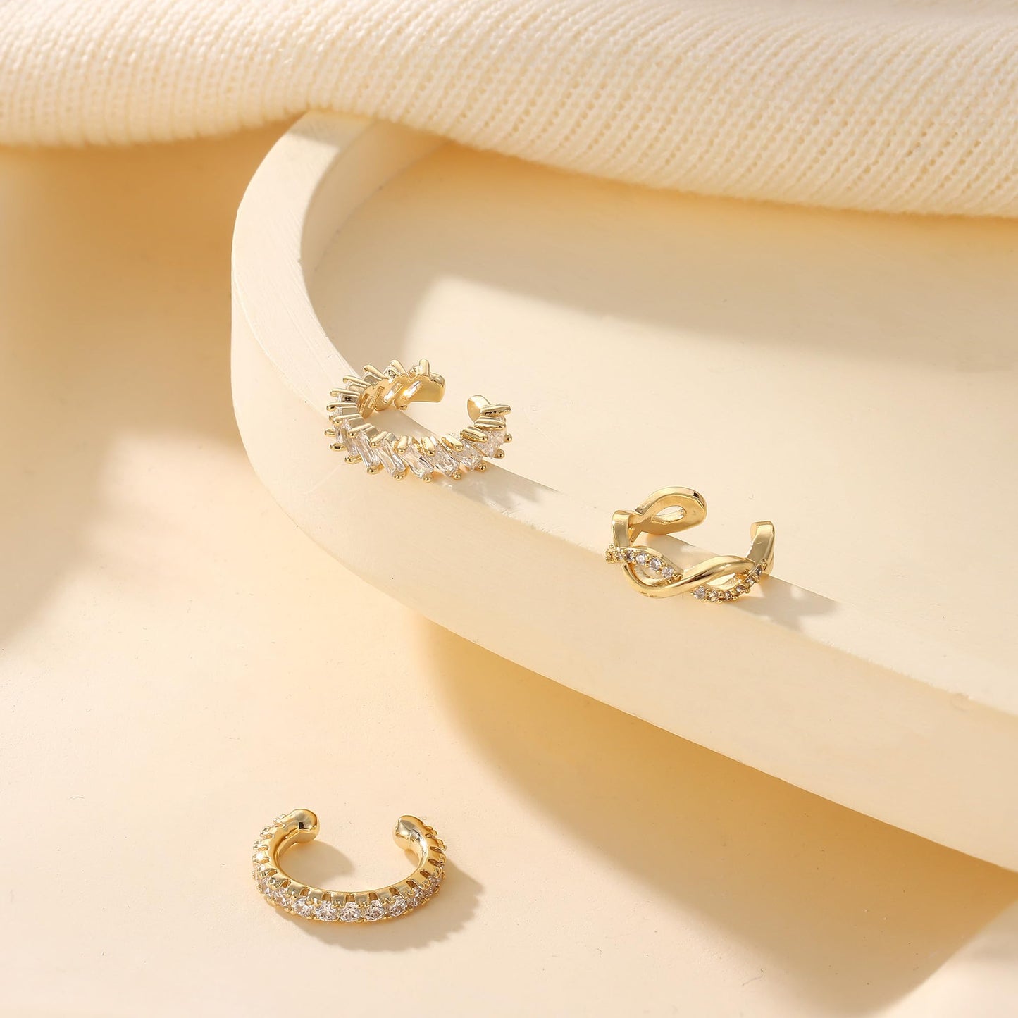 Dochais Ear Cuffs Non-Piercing Earrings for Women Cute Small Clip-On Cartilage Earring 14k Gold Plated Dainty Fake Piercings Earings