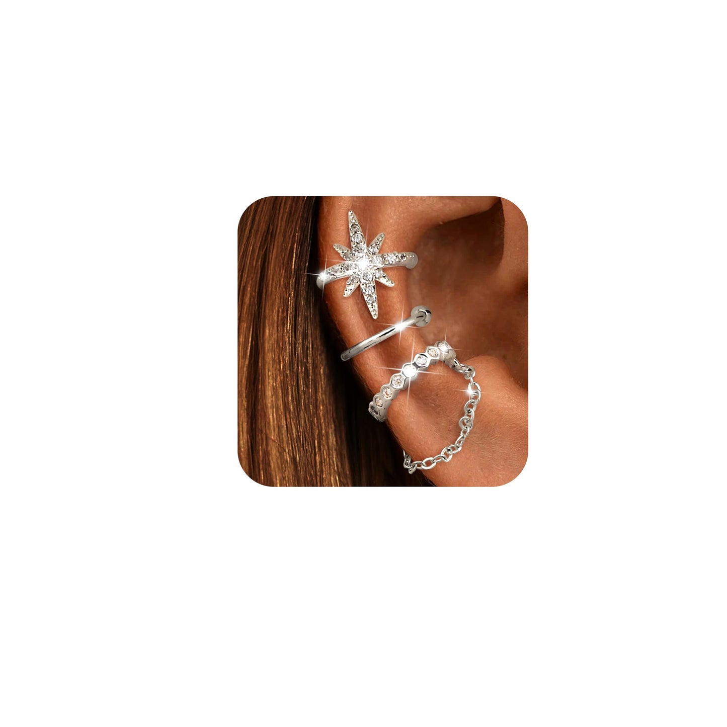 Dochais Ear Cuffs Non-Piercing Earrings for Women Cute Small Clip-On Cartilage Earring 14k Gold Plated Dainty Fake Piercings Earings