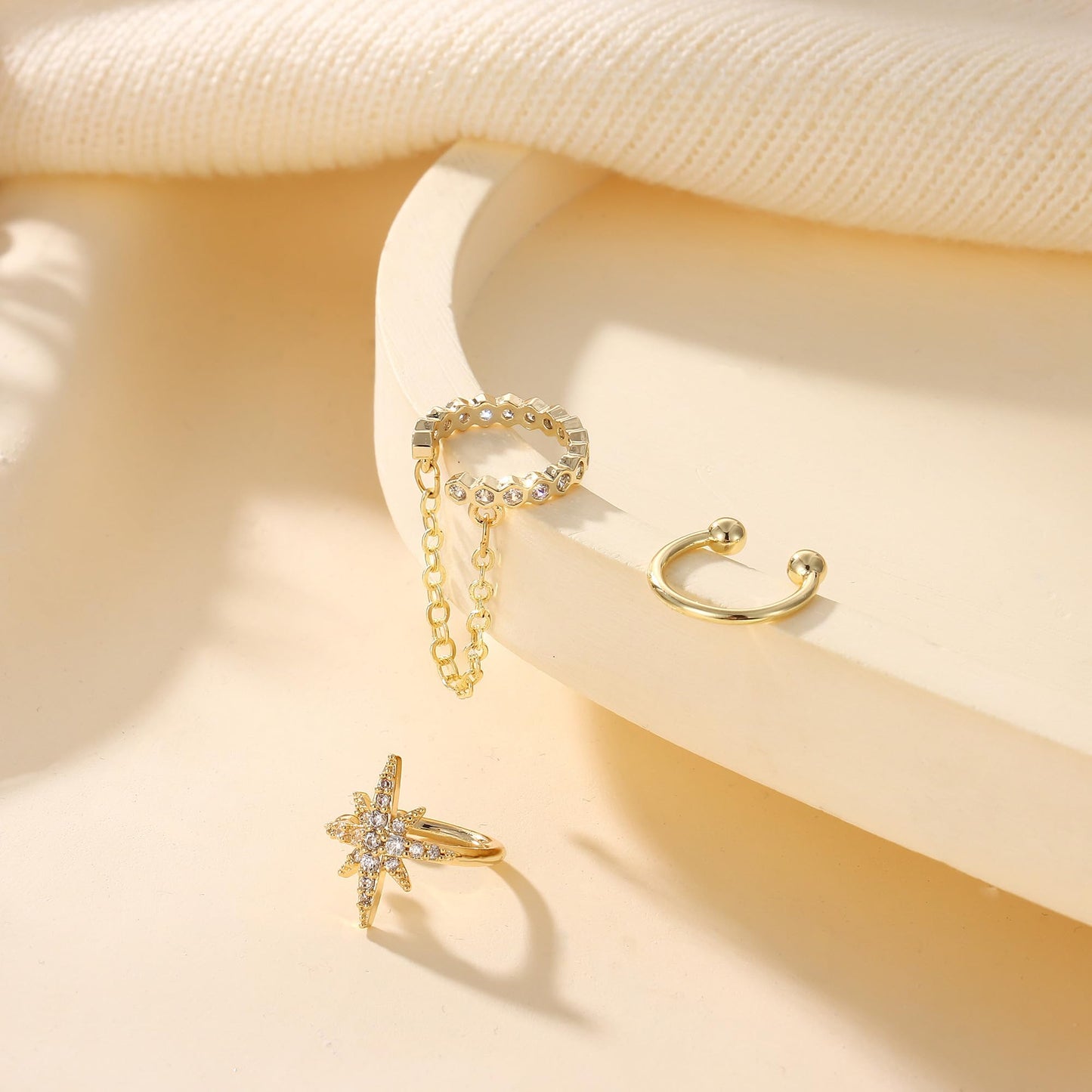 Dochais Ear Cuffs Non-Piercing Earrings for Women Cute Small Clip-On Cartilage Earring 14k Gold Plated Dainty Fake Piercings Earings