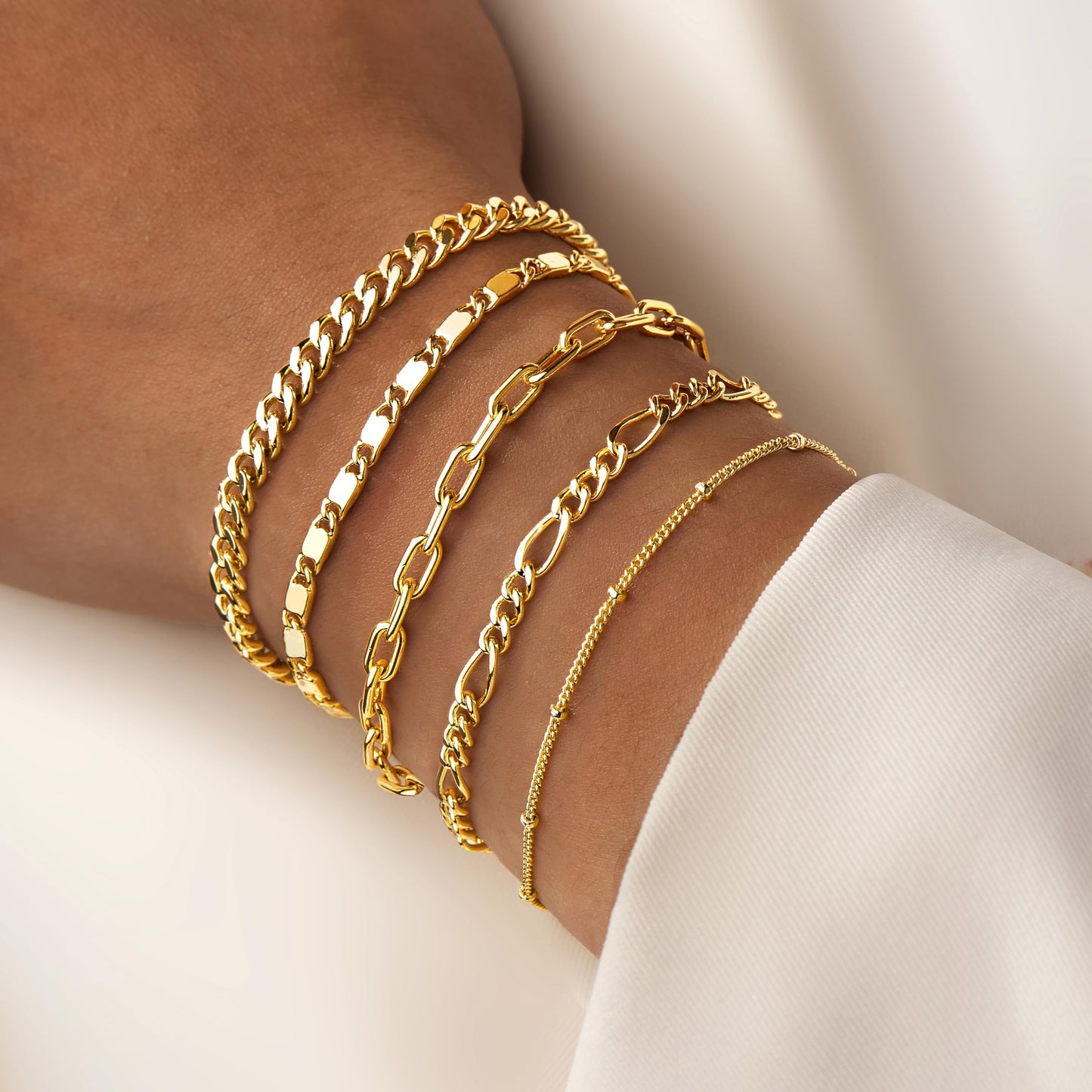 Gold Bracelets for Women Trendy,14K Real Gold Plated Dainty Stackable Paperclip Cuban Link Chain Bracelets,Cuff Bracelets Jewelry Set Adjustable 7"+2"