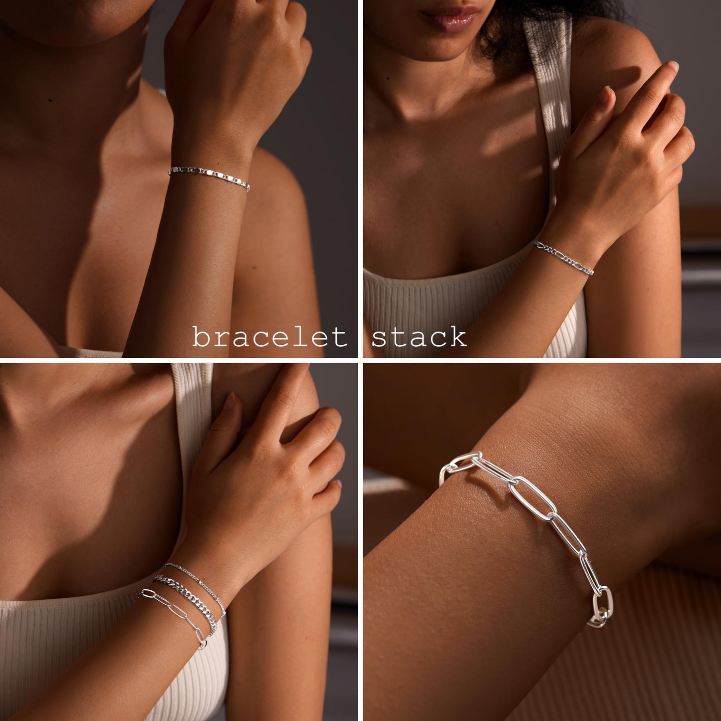 Gold Bracelets for Women Trendy,14K Real Gold Plated Dainty Stackable Paperclip Cuban Link Chain Bracelets,Cuff Bracelets Jewelry Set Adjustable 7"+2"