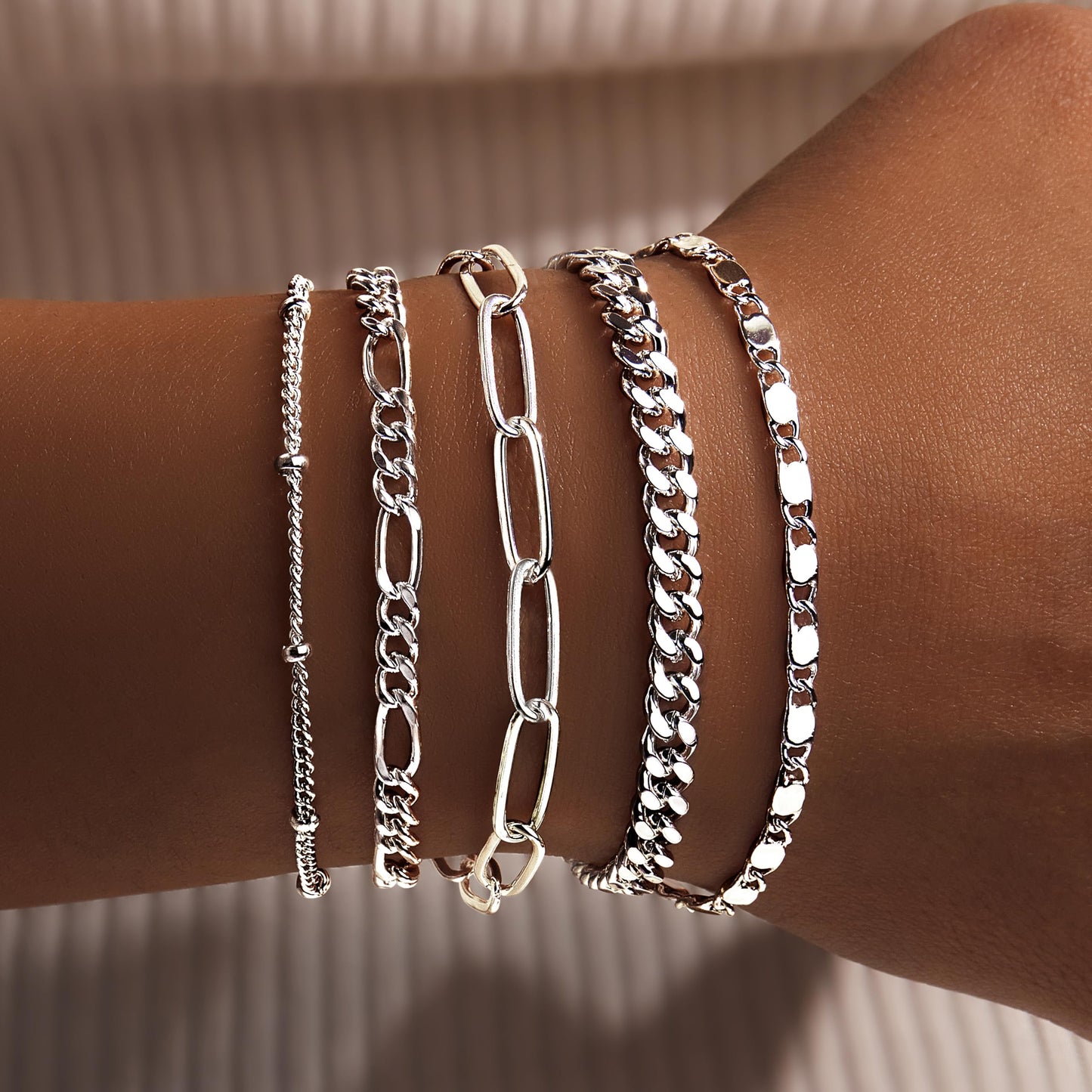 Gold Bracelets for Women Trendy,14K Real Gold Plated Dainty Stackable Paperclip Cuban Link Chain Bracelets,Cuff Bracelets Jewelry Set Adjustable 7"+2"