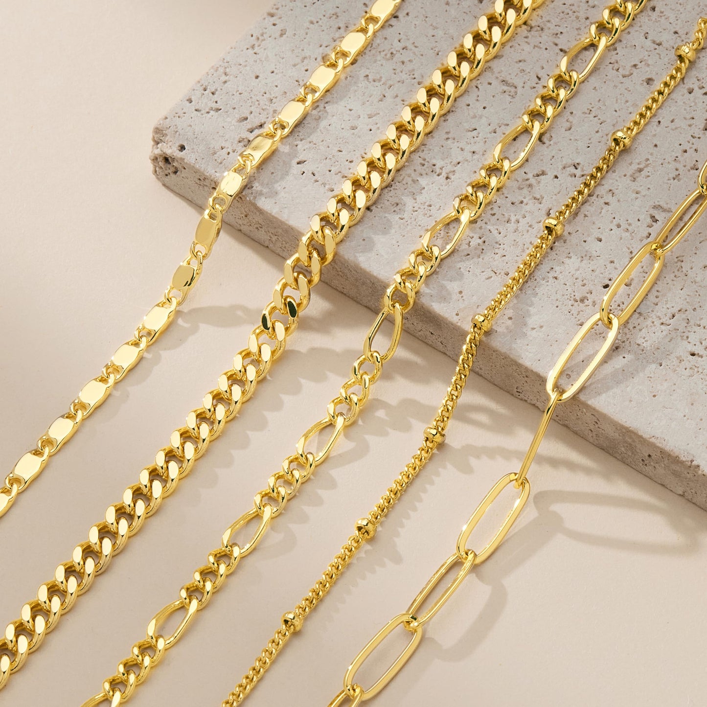 Gold Bracelets for Women Trendy,14K Real Gold Plated Dainty Stackable Paperclip Cuban Link Chain Bracelets,Cuff Bracelets Jewelry Set Adjustable 7"+2"