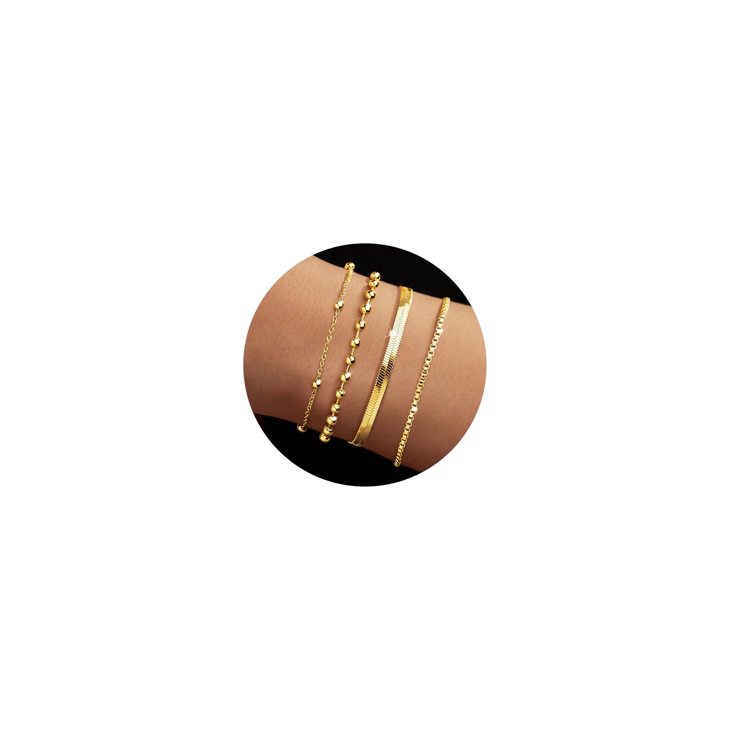 Gold Bracelets for Women Trendy,14K Real Gold Plated Dainty Stackable Paperclip Cuban Link Chain Bracelets,Cuff Bracelets Jewelry Set Adjustable 7"+2"