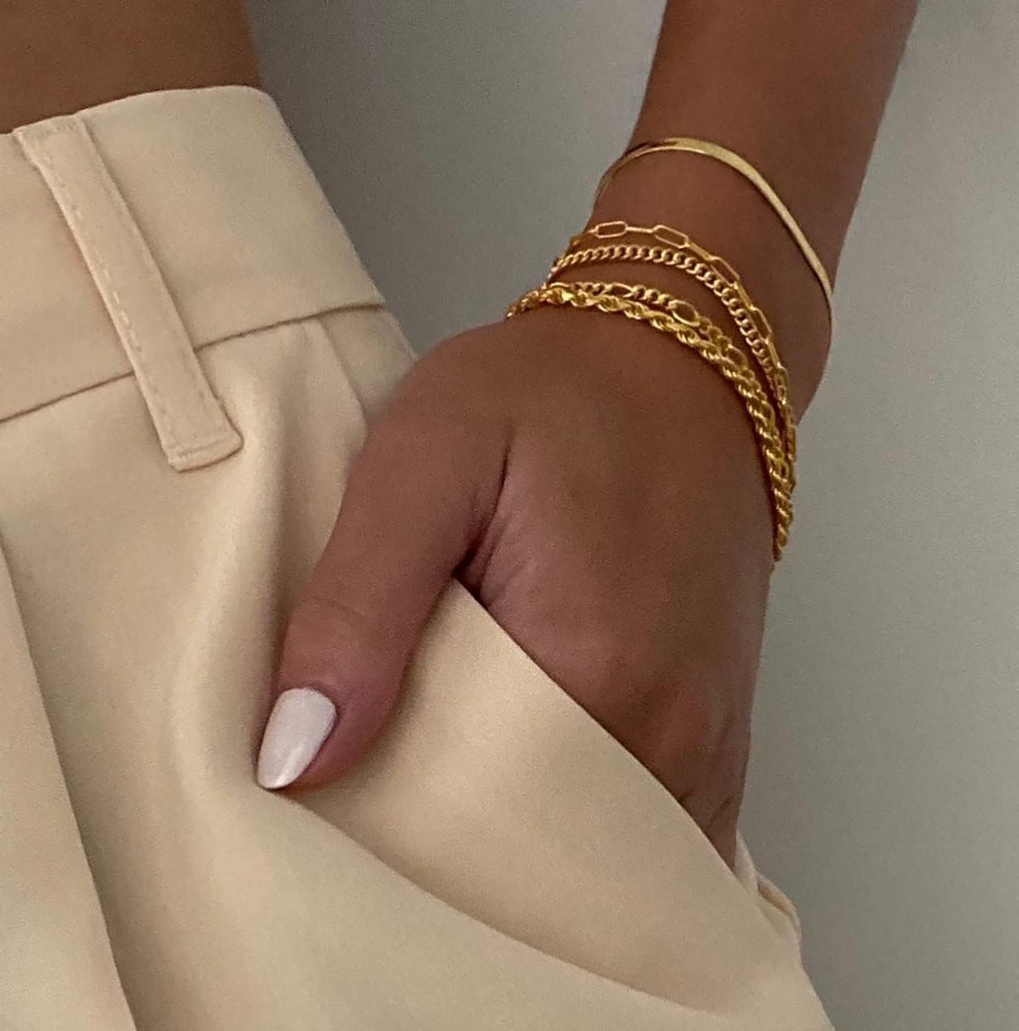 DEARMAY Gold Bracelets for Women Waterproof, 14K Real Gold Jewelry Sets Trendy Thin Dainty Stackable Cuban Link Paperclip Chain Bracelet Pack Fashion Accessories Gifts for Womens