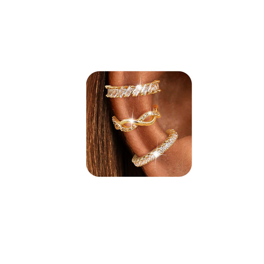Dochais Ear Cuffs Non-Piercing Earrings for Women Cute Small Clip-On Cartilage Earring 14k Gold Plated Dainty Fake Piercings Earings