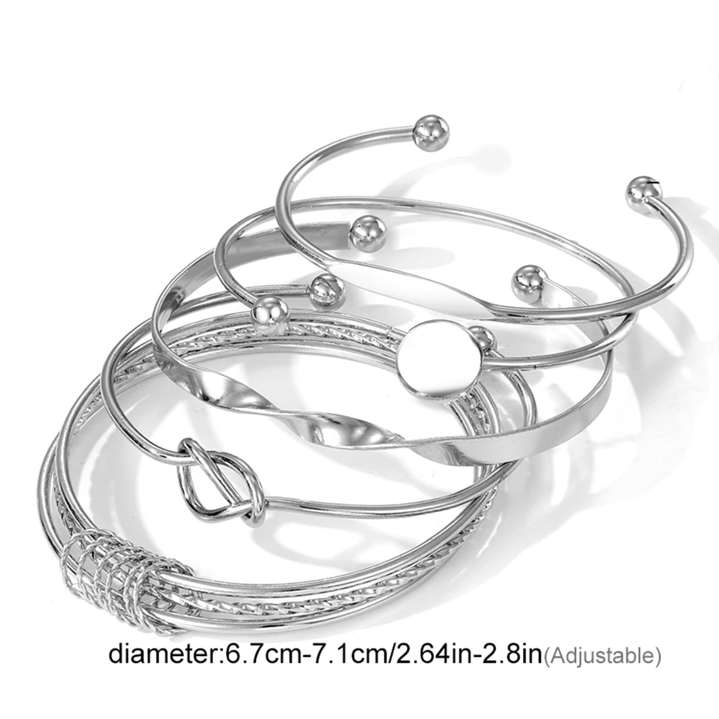 IFKM Gold Bangle Bracelets For Women, 14k Gold Plated Multi Layer Stackable Cuff Bracelet Set, Trendy Elegance Charms Non Tarnish Minimalist Textured Boho Jewelry Gift for Women