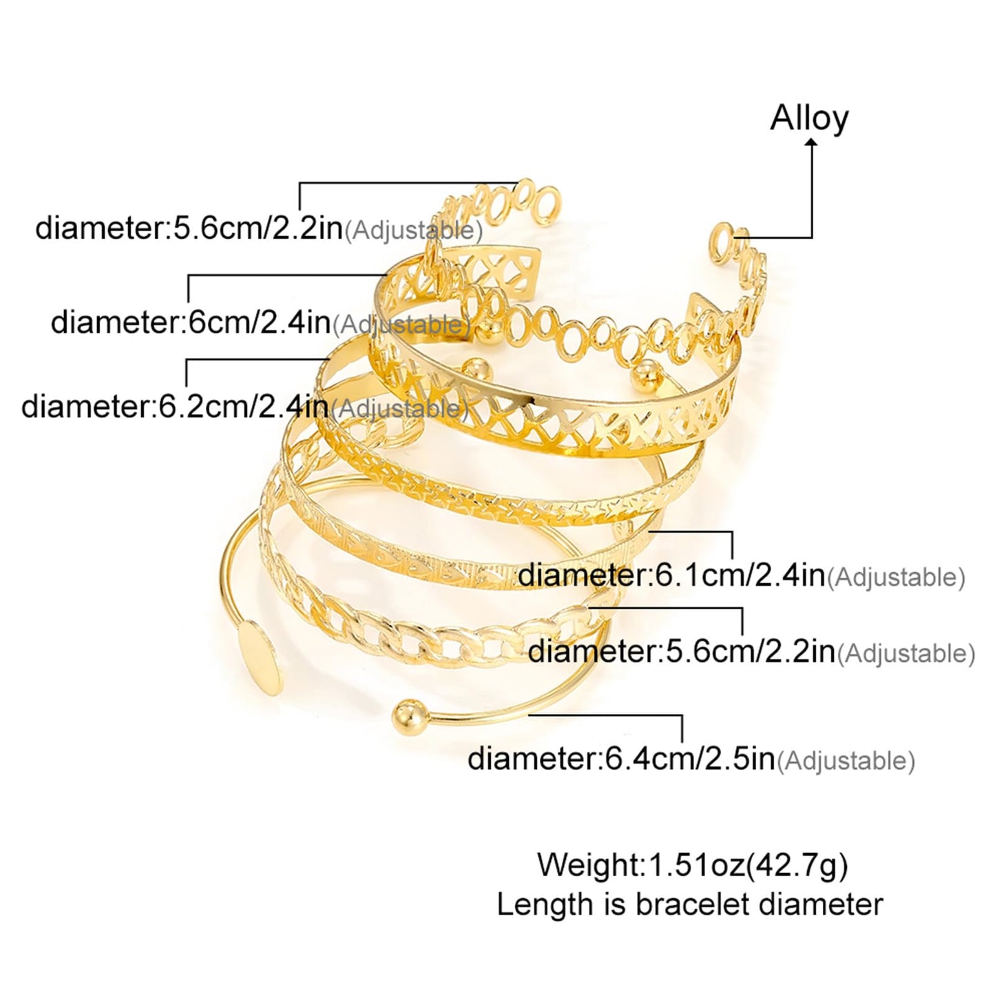 IFKM Gold Bangle Bracelets For Women, 14k Gold Plated Multi Layer Stackable Cuff Bracelet Set, Trendy Elegance Charms Non Tarnish Minimalist Textured Boho Jewelry Gift for Women