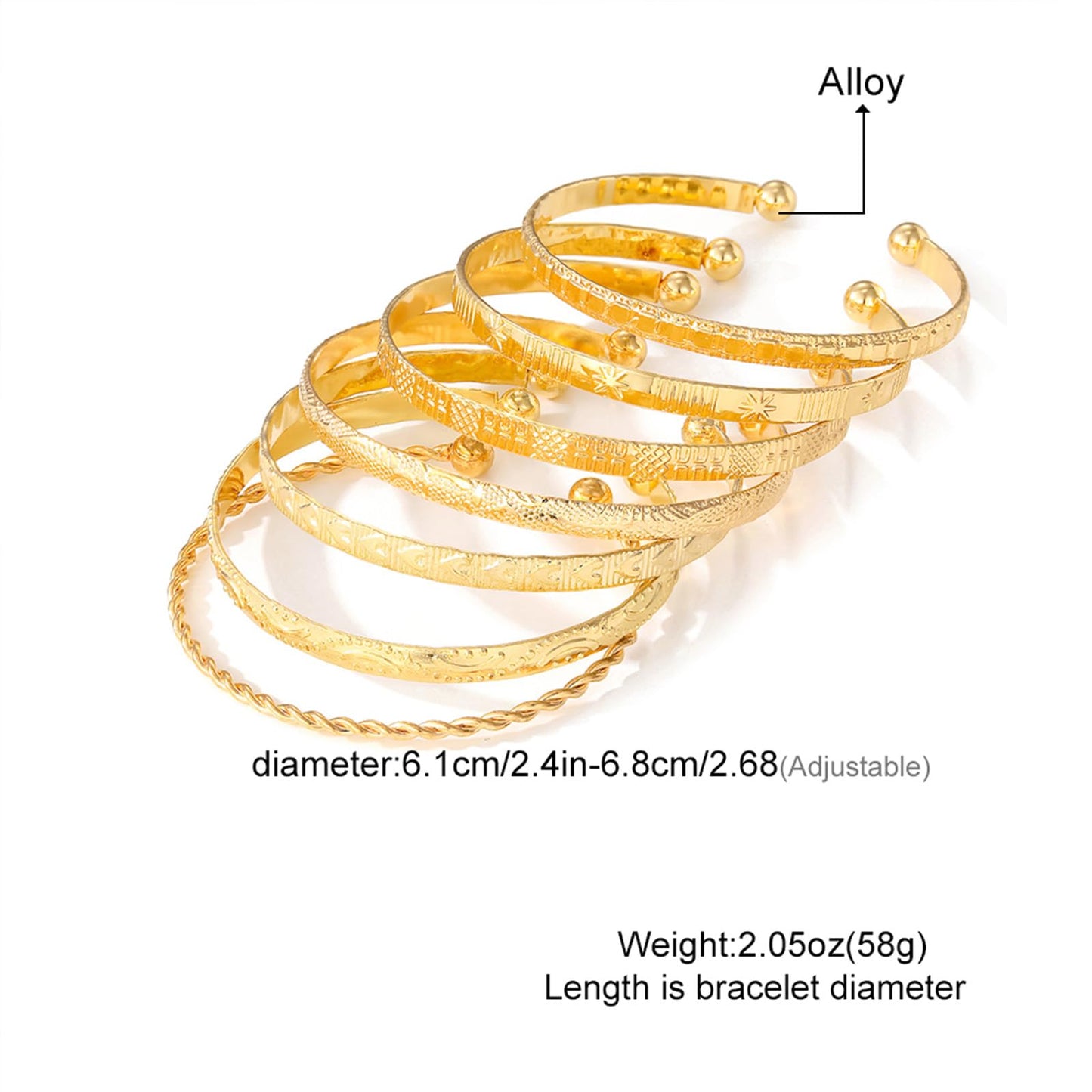 IFKM Gold Bangle Bracelets For Women, 14k Gold Plated Multi Layer Stackable Cuff Bracelet Set, Trendy Elegance Charms Non Tarnish Minimalist Textured Boho Jewelry Gift for Women