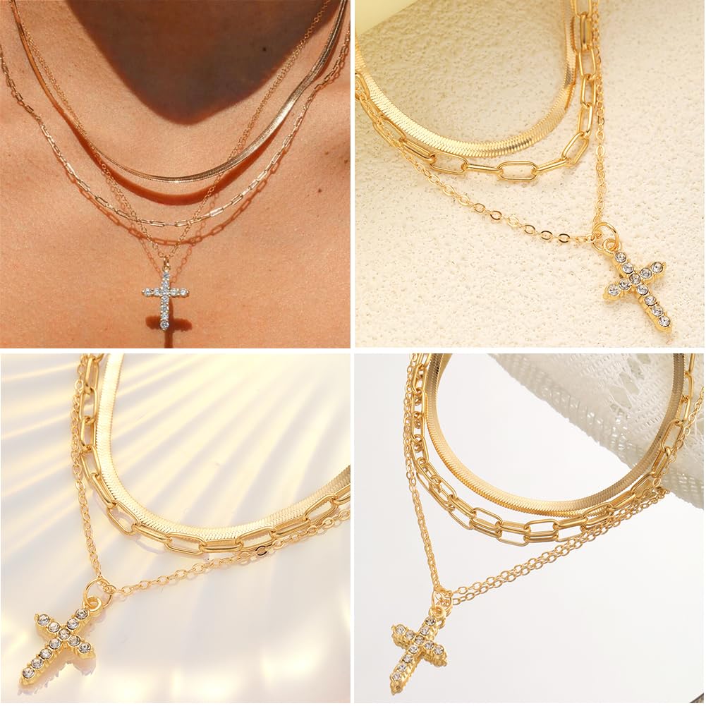 57pcs Gold Jewelry Set With 3 PCS Necklace, 12 PCS Bracelet,20pcs Hoop Stud Earrings,22pcs rings set For Women For Birthday Gifts