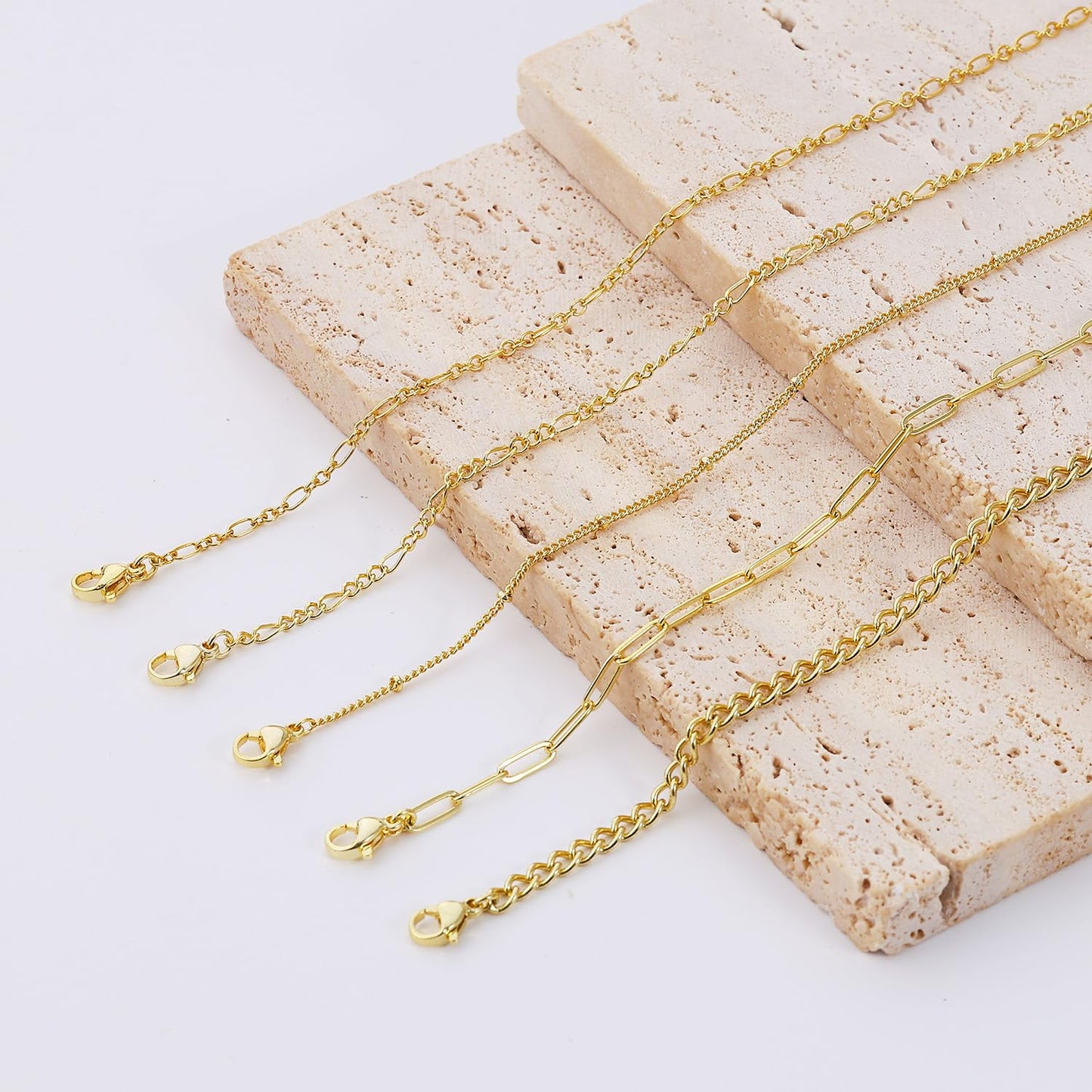 DEARMAY Gold Bracelets for Women Waterproof, 14K Real Gold Jewelry Sets Trendy Thin Dainty Stackable Cuban Link Paperclip Chain Bracelet Pack Fashion Accessories Gifts for Womens