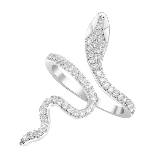 LEE&RO 18K Snake Jewelry Rhinestone Snake Ring for Women