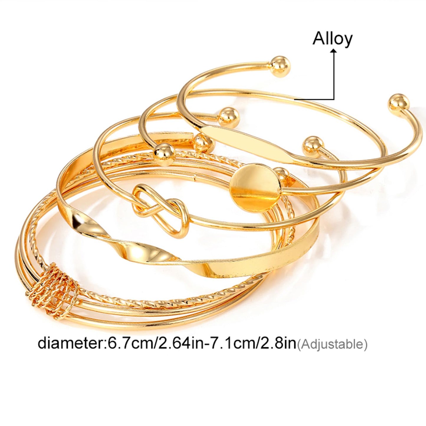 IFKM Gold Bangle Bracelets For Women, 14k Gold Plated Multi Layer Stackable Cuff Bracelet Set, Trendy Elegance Charms Non Tarnish Minimalist Textured Boho Jewelry Gift for Women