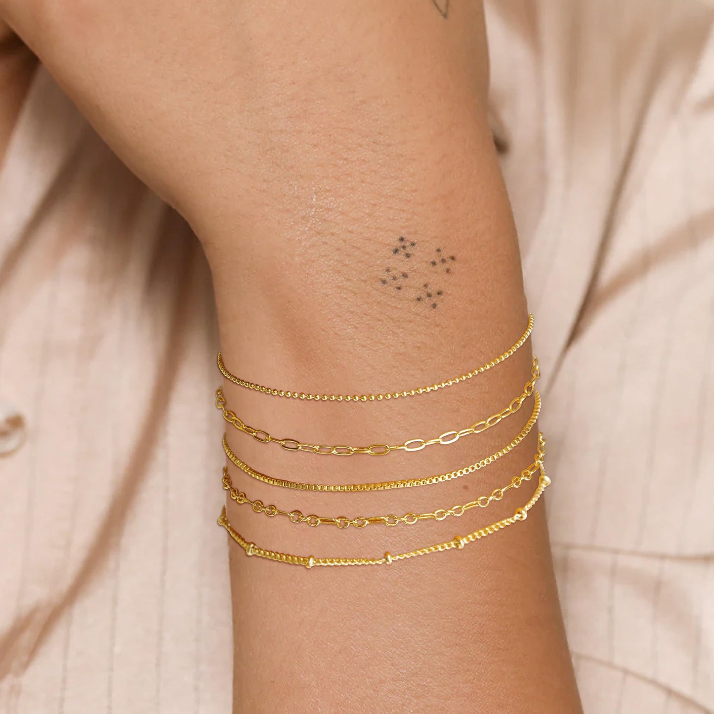 Gold Bracelets for Women Trendy,14K Real Gold Plated Dainty Stackable Paperclip Cuban Link Chain Bracelets,Cuff Bracelets Jewelry Set Adjustable 7"+2"
