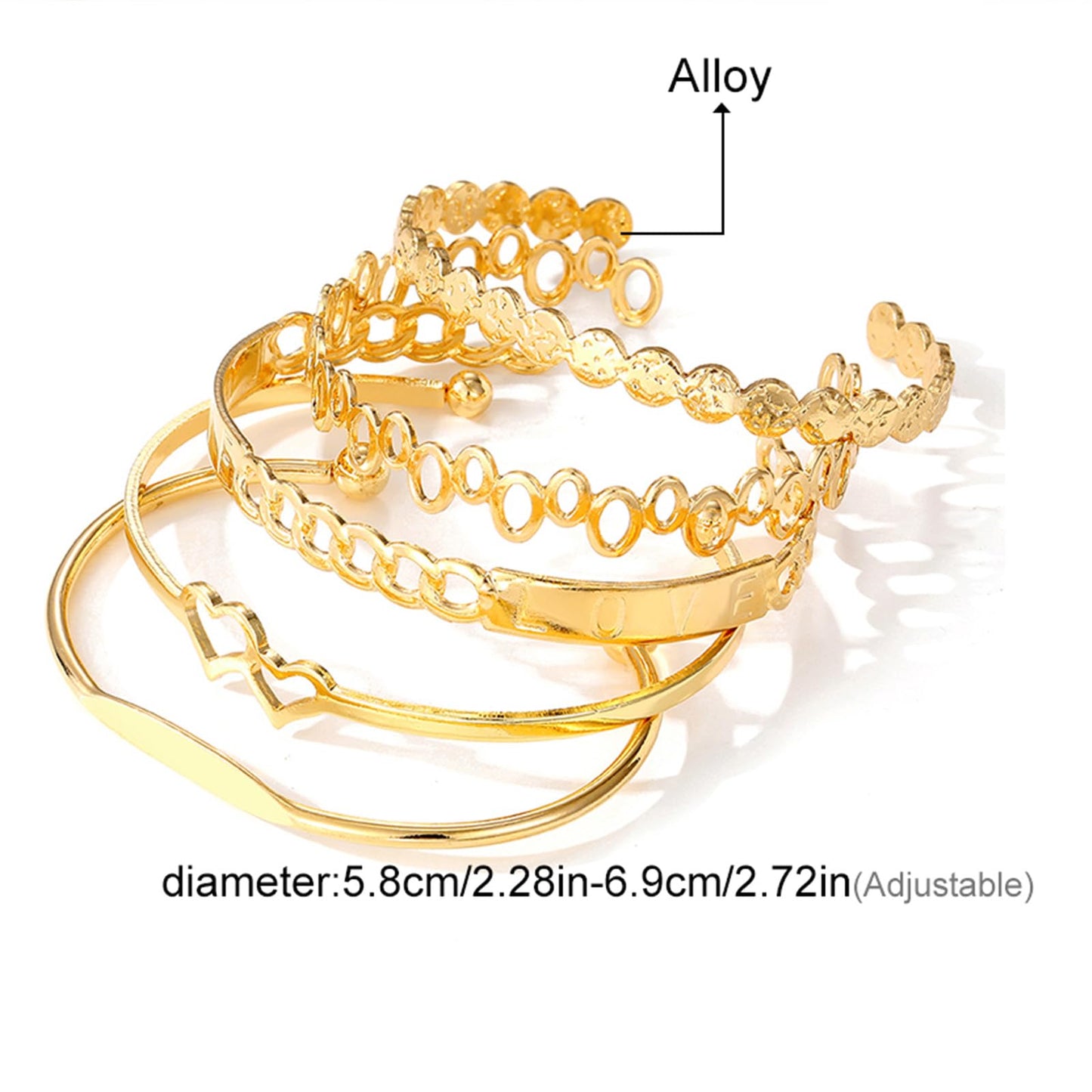 IFKM Gold Bangle Bracelets For Women, 14k Gold Plated Multi Layer Stackable Cuff Bracelet Set, Trendy Elegance Charms Non Tarnish Minimalist Textured Boho Jewelry Gift for Women