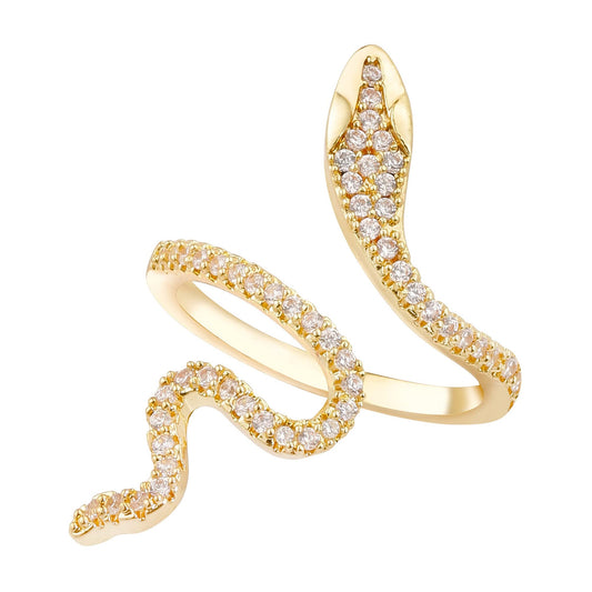 LEE&RO 18K Snake Jewelry Rhinestone Snake Ring for Women