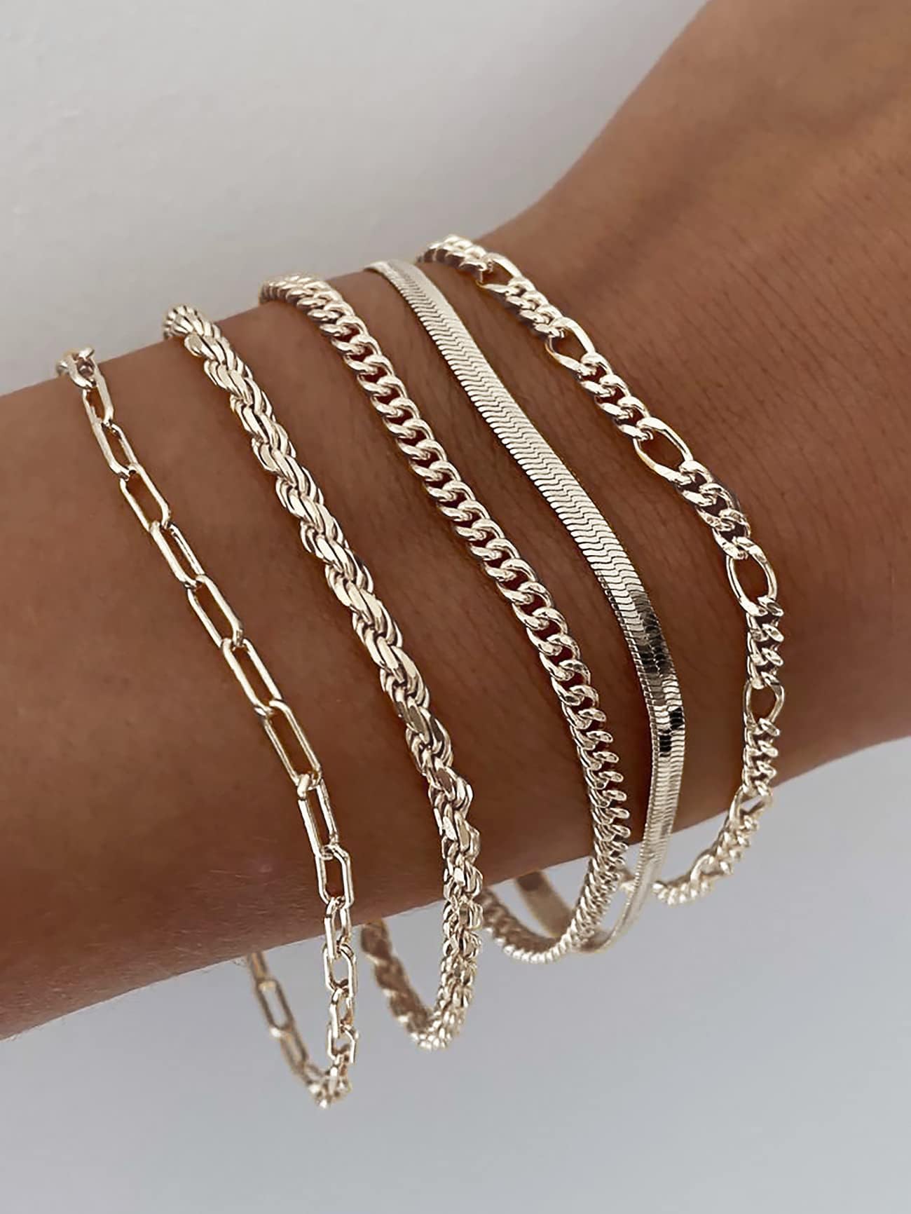 DEARMAY Gold Bracelets for Women Waterproof, 14K Real Gold Jewelry Sets Trendy Thin Dainty Stackable Cuban Link Paperclip Chain Bracelet Pack Fashion Accessories Gifts for Womens
