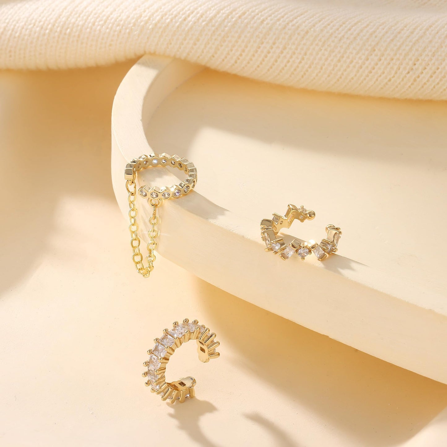 Dochais Ear Cuffs Non-Piercing Earrings for Women Cute Small Clip-On Cartilage Earring 14k Gold Plated Dainty Fake Piercings Earings