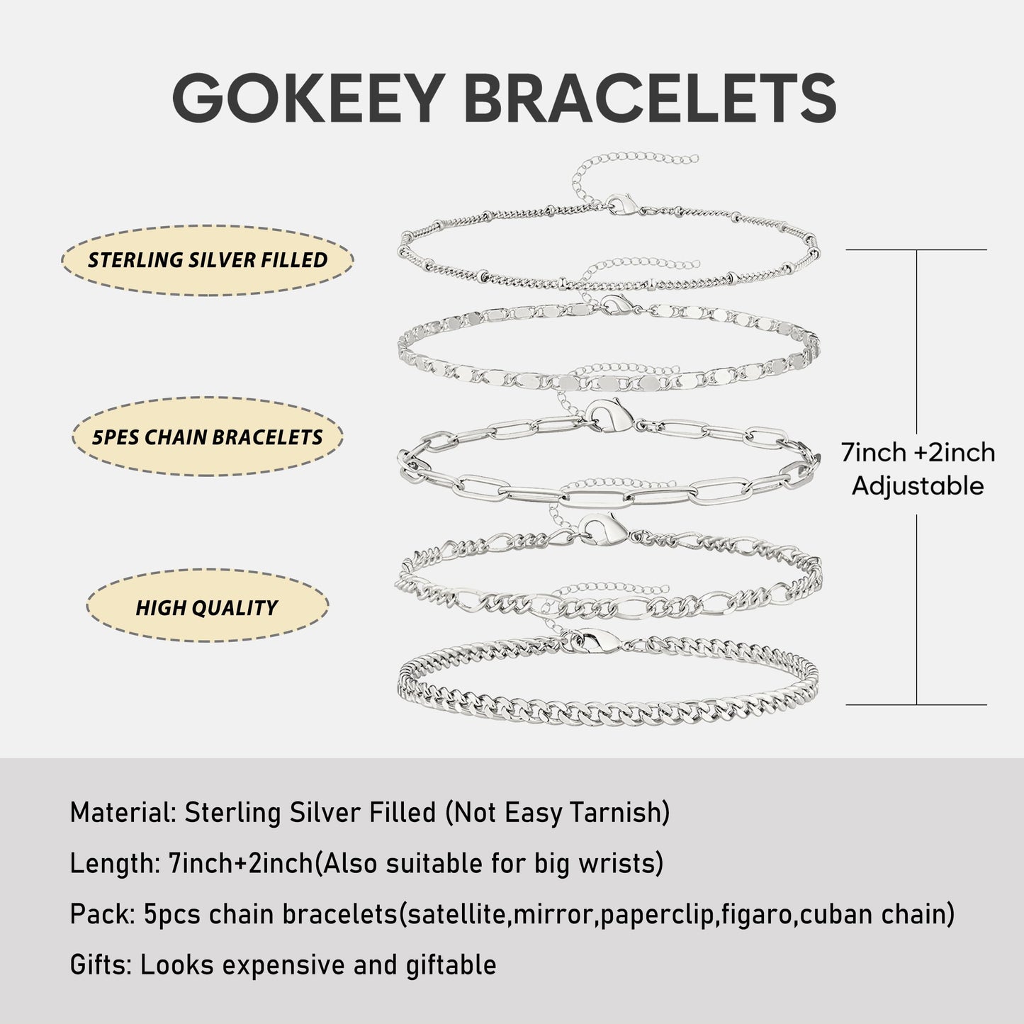 Gold Bracelets for Women Trendy,14K Real Gold Plated Dainty Stackable Paperclip Cuban Link Chain Bracelets,Cuff Bracelets Jewelry Set Adjustable 7"+2"