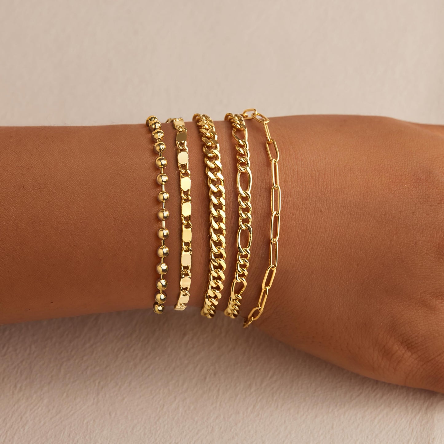 Gold Bracelets for Women Trendy,14K Real Gold Plated Dainty Stackable Paperclip Cuban Link Chain Bracelets,Cuff Bracelets Jewelry Set Adjustable 7"+2"