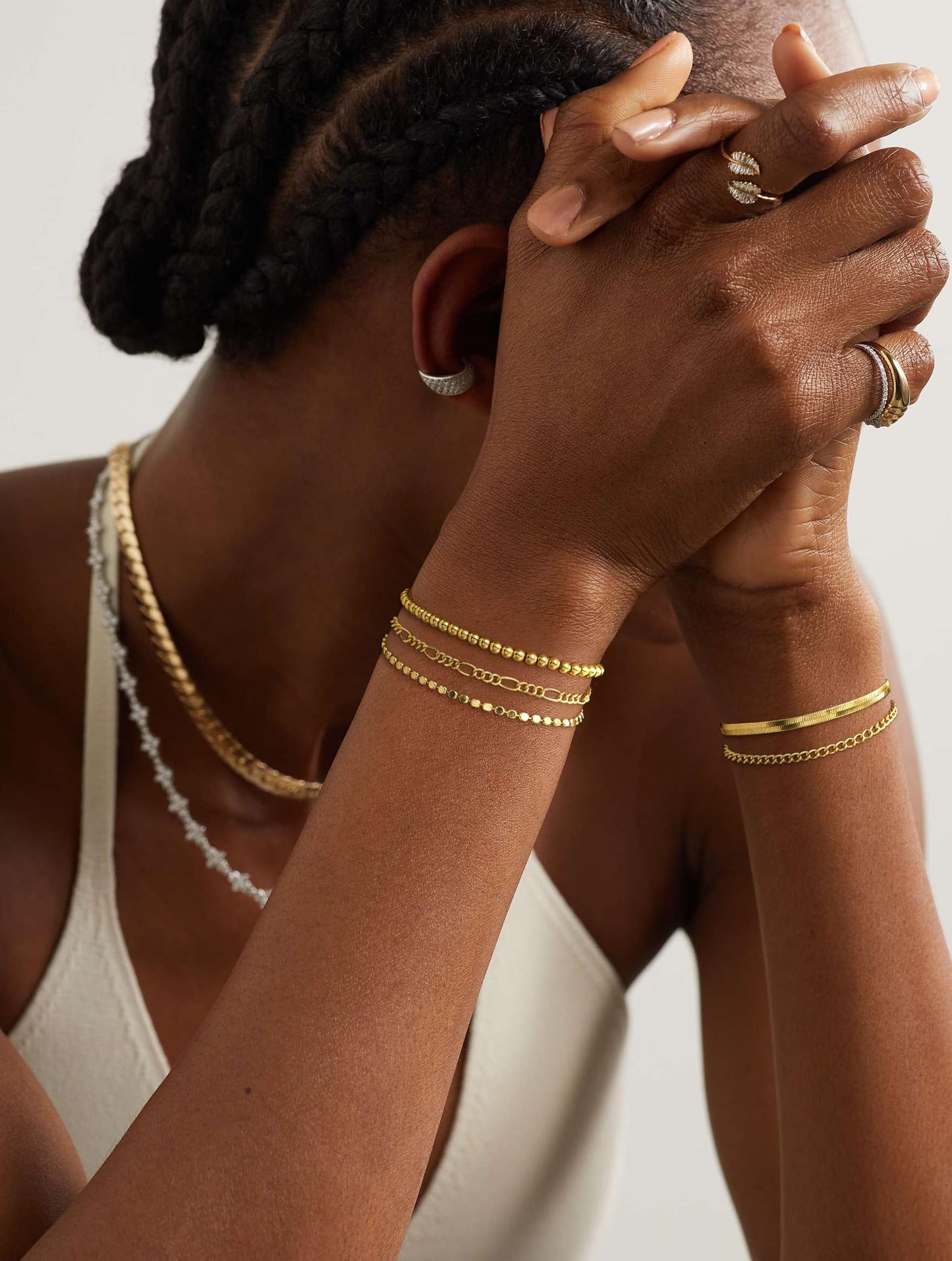 DEARMAY Gold Bracelets for Women Waterproof, 14K Real Gold Jewelry Sets Trendy Thin Dainty Stackable Cuban Link Paperclip Chain Bracelet Pack Fashion Accessories Gifts for Womens