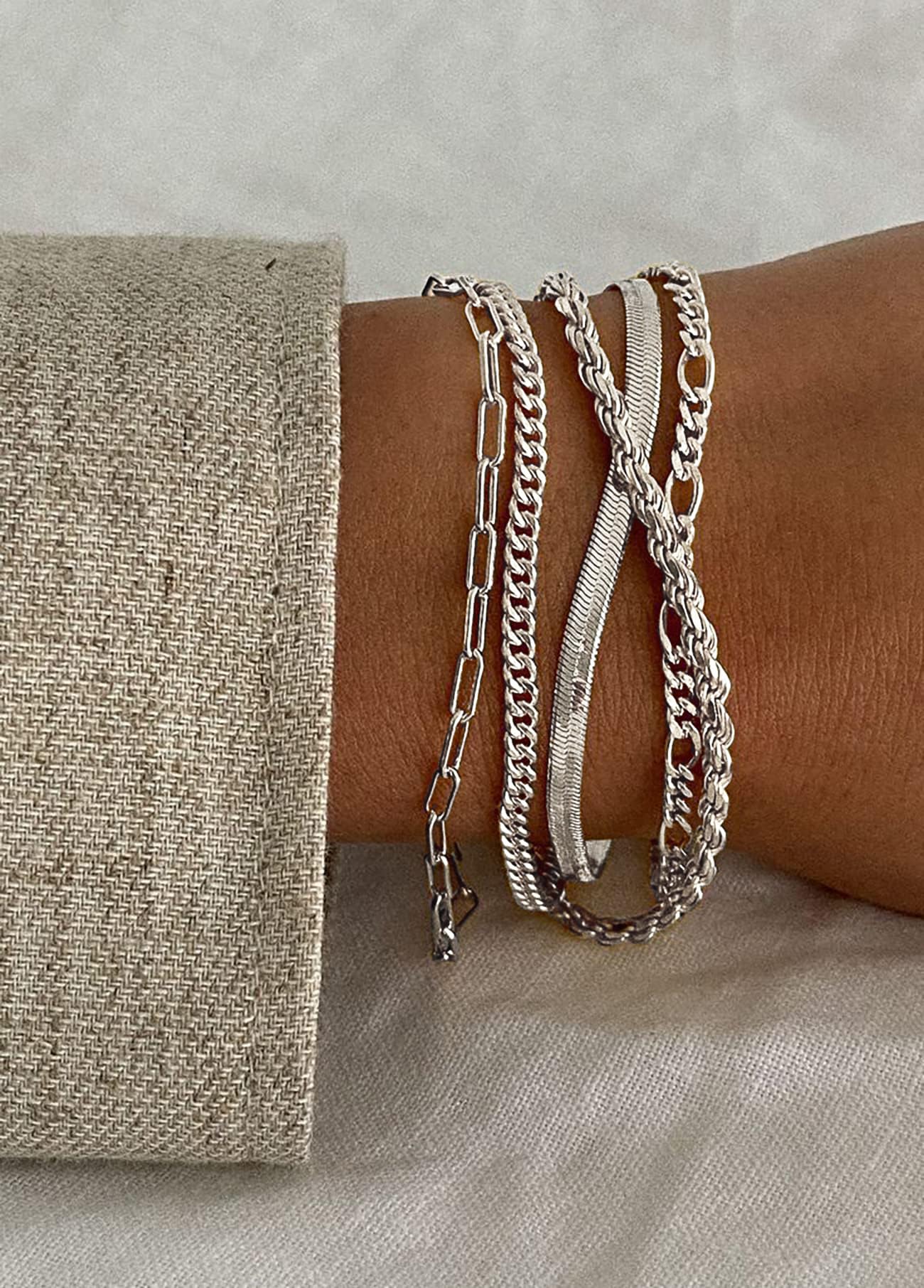 DEARMAY Gold Bracelets for Women Waterproof, 14K Real Gold Jewelry Sets Trendy Thin Dainty Stackable Cuban Link Paperclip Chain Bracelet Pack Fashion Accessories Gifts for Womens