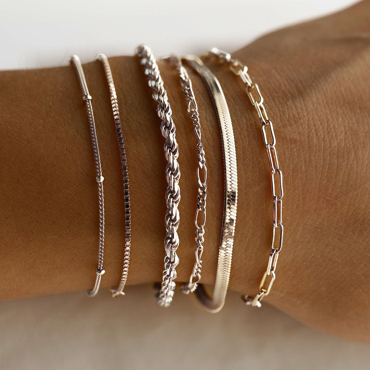 DEARMAY Gold Bracelets for Women Waterproof, 14K Real Gold Jewelry Sets Trendy Thin Dainty Stackable Cuban Link Paperclip Chain Bracelet Pack Fashion Accessories Gifts for Womens